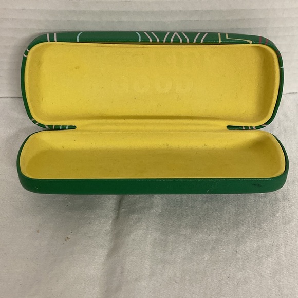 Flower Power Eyeglasses Sunglass Case by Drew Barrymore Green Multicolor Words - Picture 3 of 6